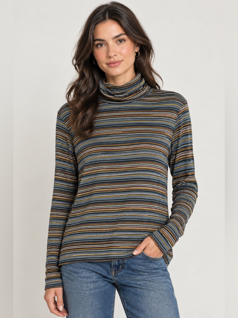 Toad&Co Striped Turtleneck Long Sleeve Top XL